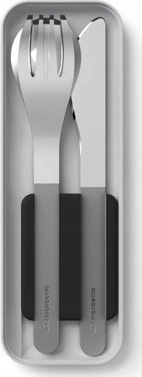 Monbento Rinkinys Travel Cutlery Slim Box juoda