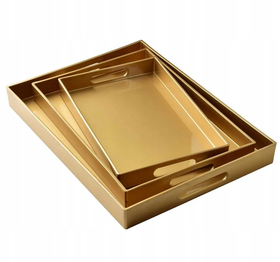 Mondex BLANCHE GOLD komplektas 3 Tac Dekoracyjnych40x30x4cm/35x25x3,5cm/30x20x3,5cm