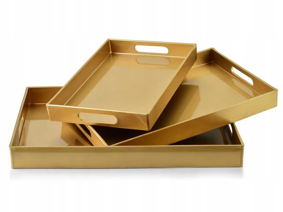 Mondex BLANCHE GOLD komplektas 3 Tac Dekoracyjnych40x30x4cm/35x25x3,5cm/30x20x3,5cm