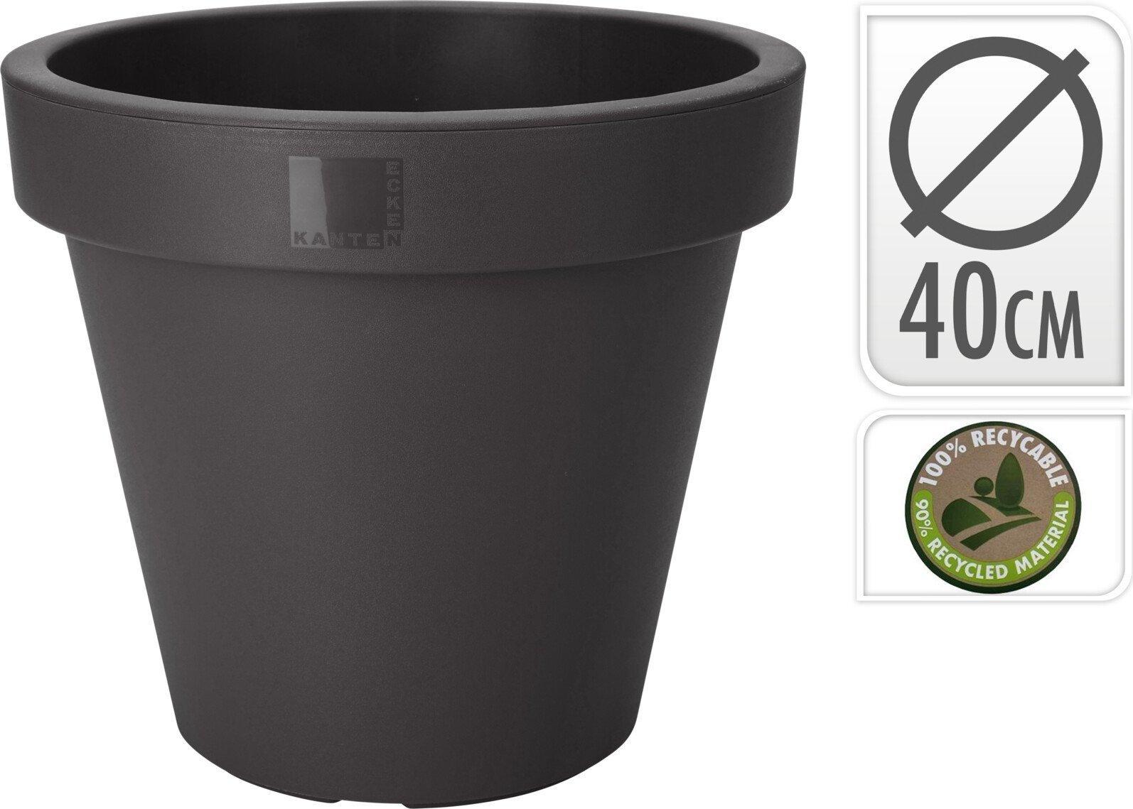 Mondex Juodas apvalus plastikinis gėlių vazonas 39 cm - Sodo vazonas