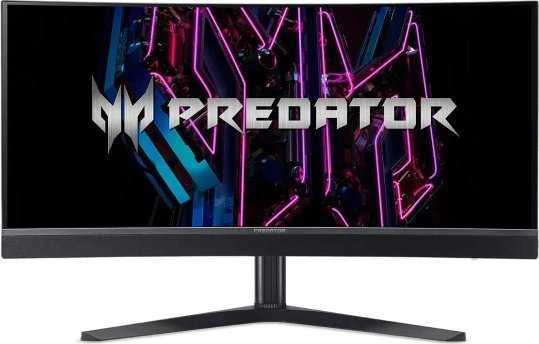 Monitorius „ACER Predator X34Vbmiiphuzx“ 34 colių WQHD OLED lenktas 1800R 175Hz 21:9 1000 nitų 0,03 ms 2xHDMI DP C tipo garso išvestis USB šakotuvas „True Juodas“