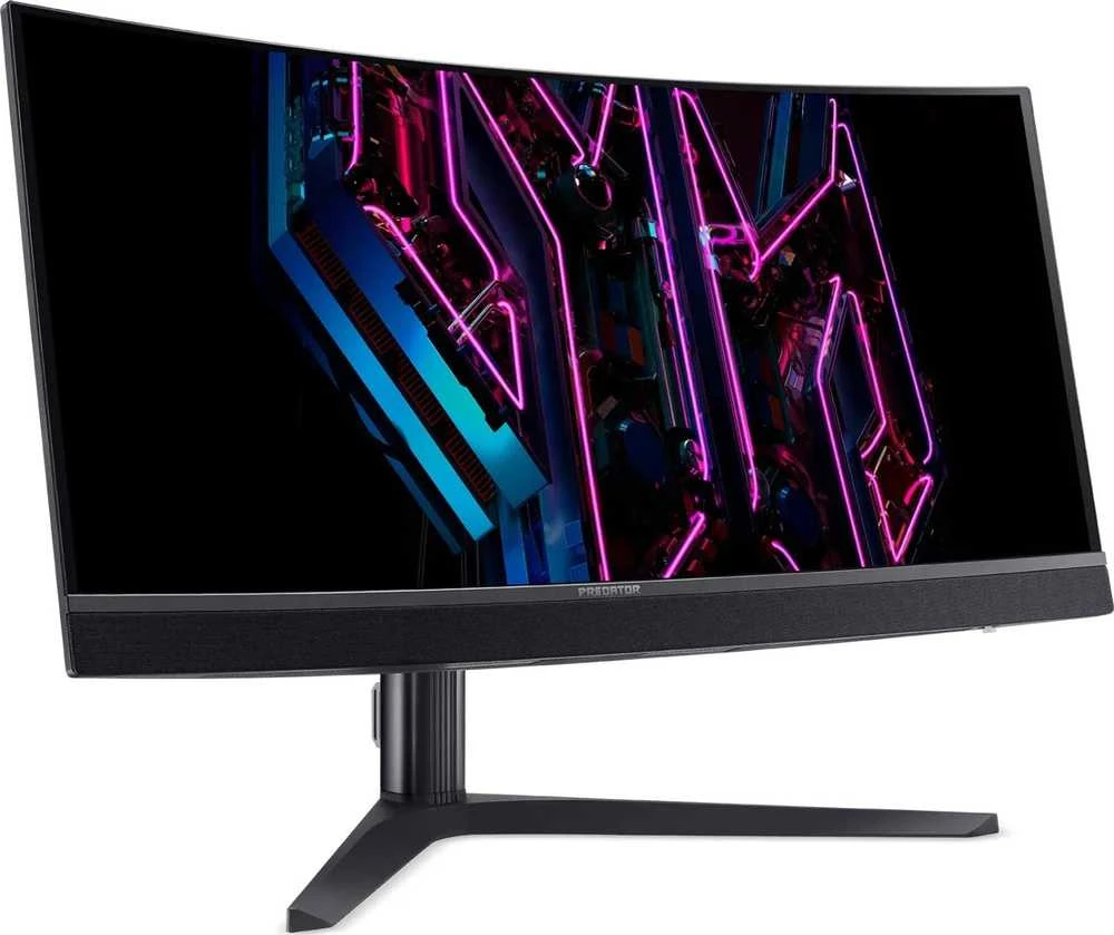Monitorius „ACER Predator X34Vbmiiphuzx“ 34 colių WQHD OLED lenktas 1800R 175Hz 21:9 1000 nitų 0,03 ms 2xHDMI DP C tipo garso išvestis USB šakotuvas „True Juodas“