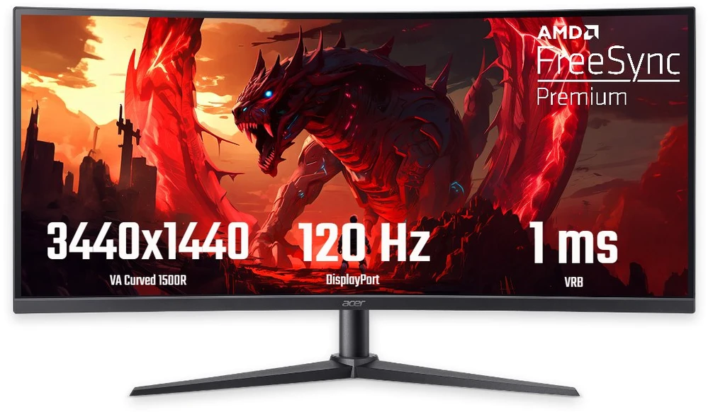 Monitorius Acer XZ340CURJ0bmiiphx - 120Hz | UWQHD | VA | 34"