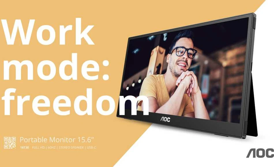 AOC 16T3EA 15.6" IPS 1920x1080 Monitorius 4ms 16.9 USB Juodas/Pilkas