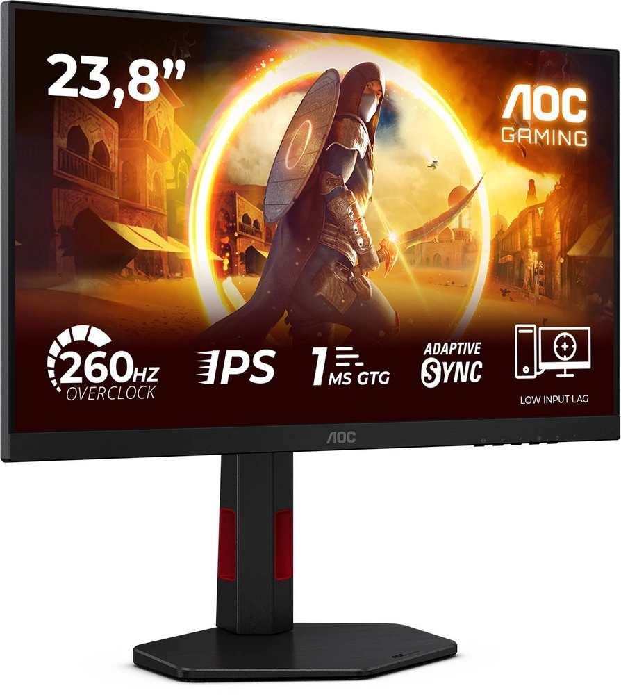 Žaidimų monitorius AOC 24G4ZR, 23.8" Full HD (1920x1080) Fast IPS, 260Hz (OC), 0.3ms MPRT, HDR10, Adaptive Sync