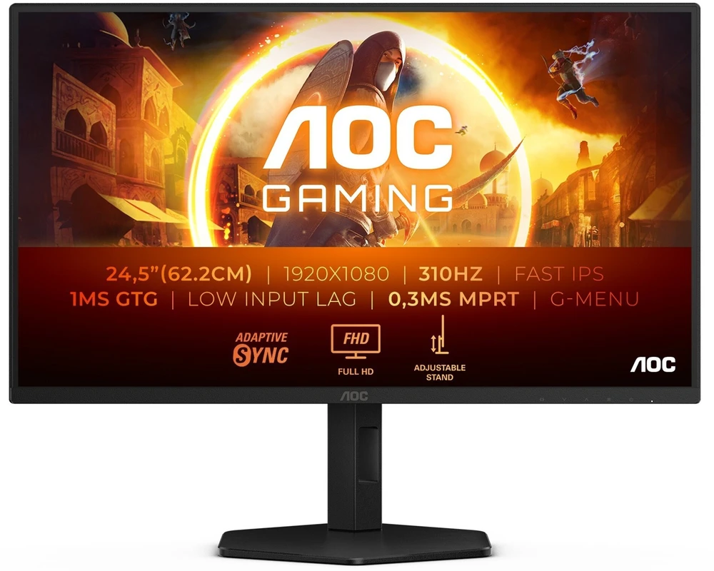 Žaidimų monitorius AOC 25G4SXU 24.5" /Fats IPS/310 Hz/ 1 ms,/FreeSync Prem./ G-Sync comp./ HDR10 /FHD(1920x1080/ 2x HDMI 2.0, 1x DisplayPort 1.4) juodas