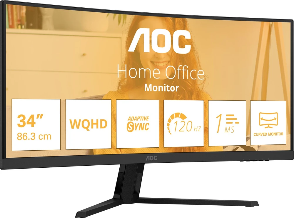Monitorius AOC 86,3cm (34) CU34B3E 21:09 HDMI+DP Curved juodas