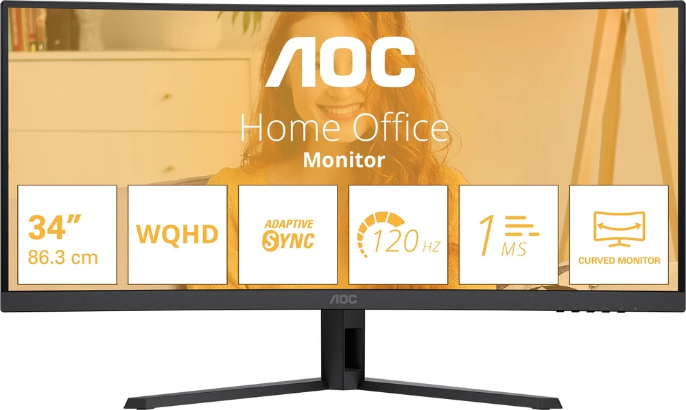 Monitorius AOC 86,3cm (34) CU34B3E 21:09 HDMI+DP Curved juodas