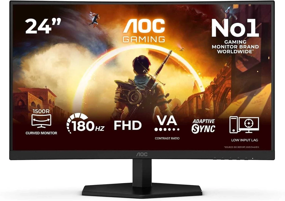 Žaidimų monitorius AOC C24G42FE, 23.6" Full HD (1920x1080) lenktas VA, 180Hz, 1ms, HDR10, Adaptive Sync