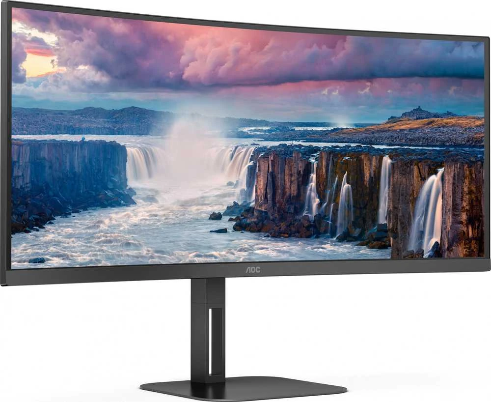 Monitorius AOC CU34V5C, 34" UWQHD (3440x1440) lenktas VA, 21:9, 100Hz, USB-C PD 65W, DP, HDMI