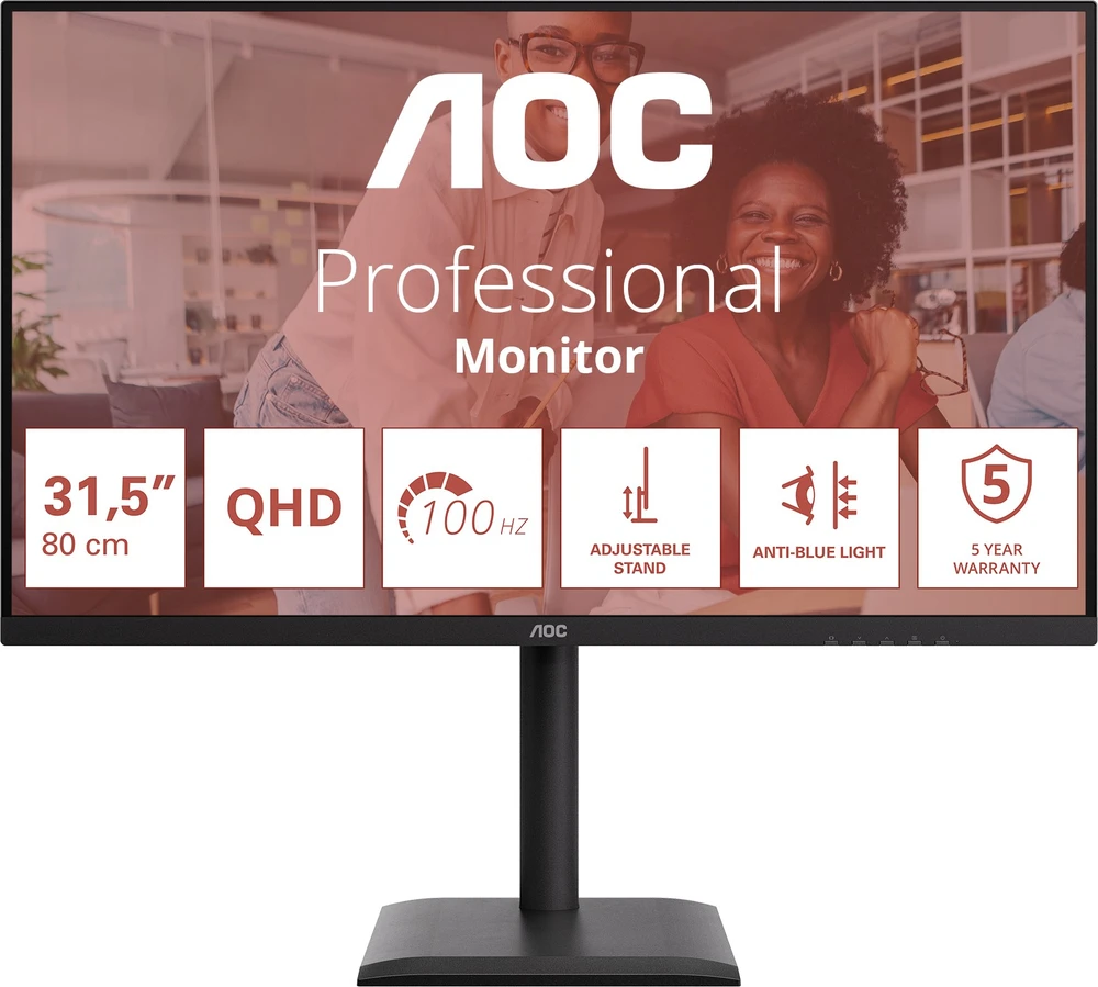Monitorius AOC Q32E4U - 100Hz | QHD | IPS | 31.5" | HDMI 2.1 | DP 1.4 | HDR10 | Pivot