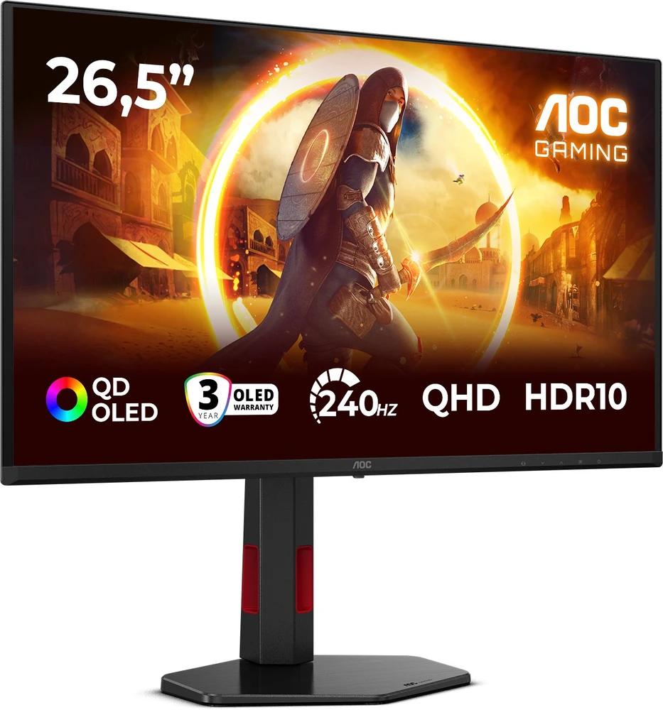 Monitorius AOC | Q27G4ZDR | 27 " | QD-OLED | QHD | 16:9 | 240 Hz | 0.03 ms | 2560 x 1440 pikselių | 400 cd/m² | HDMI jungtys quantity 2 | Juodas