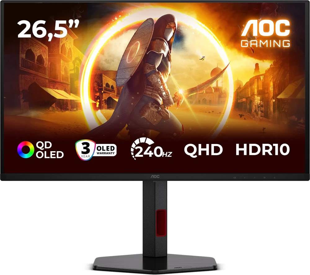 Monitorius AOC | Q27G4ZDR | 27 " | QD-OLED | QHD | 16:9 | 240 Hz | 0.03 ms | 2560 x 1440 pikselių | 400 cd/m² | HDMI jungtys quantity 2 | Juodas