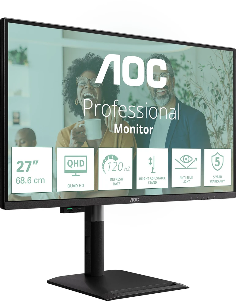 Monitorius AOC Q27P4CV - 120 Hz | QHD | IPS | 27 colių | USB-C PD96W
