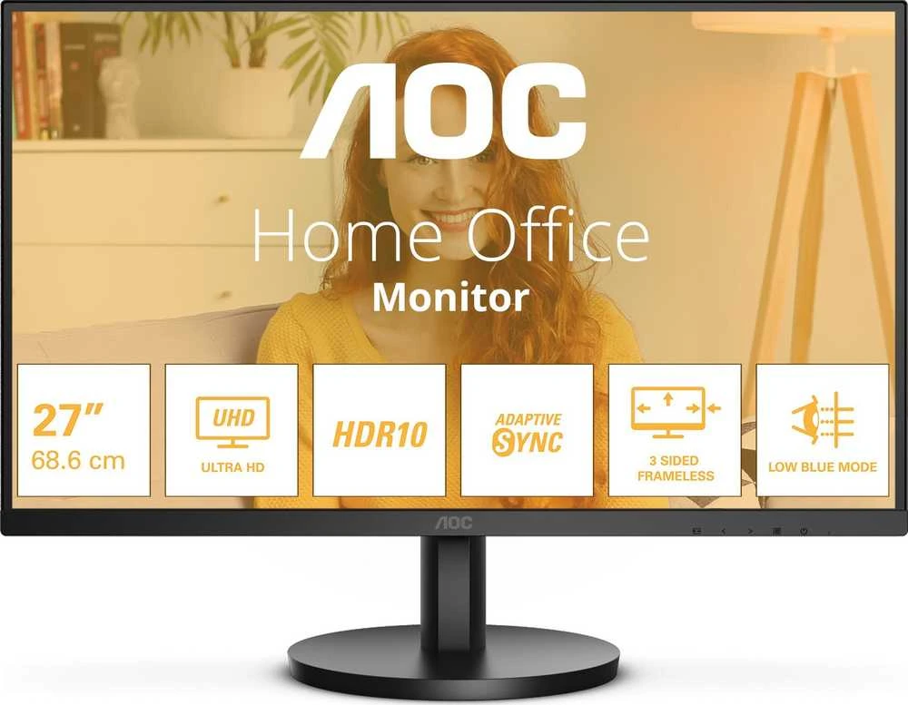 Monitorius AOC U27B3M, 27", VA, 3840 x 2160, 60 Hz, 4 ms