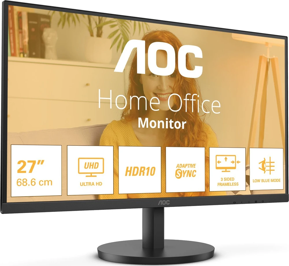 Monitorius AOC U27B3M, 27", VA, 3840 x 2160, 60 Hz, 4 ms