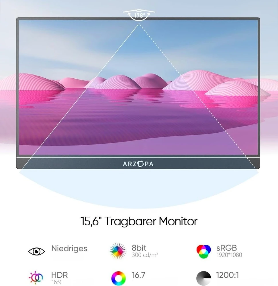 Arzopa nešiojamas monitorius A1 15.6"