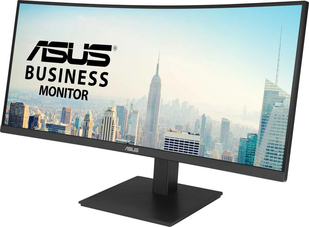 Monitorius ASUS VA34VCPSR 34 colių VA WLED lenktas 1500R UWQHD 21:9 100Hz 300cd/m2 4ms HDMI DP USB-C USB šakotuvas 3xUSB 3.2 G1 Type-A RJ45 Juodas