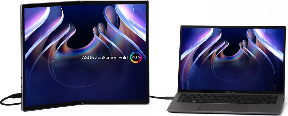 ASUS ZenScreen Fold OLED MQ17QH nešiojamas monitorius 17,3 colio OLED WUXGA 4:3 60Hz 350cd/m2 0,2ms Mini HDMI 2xUSB-C