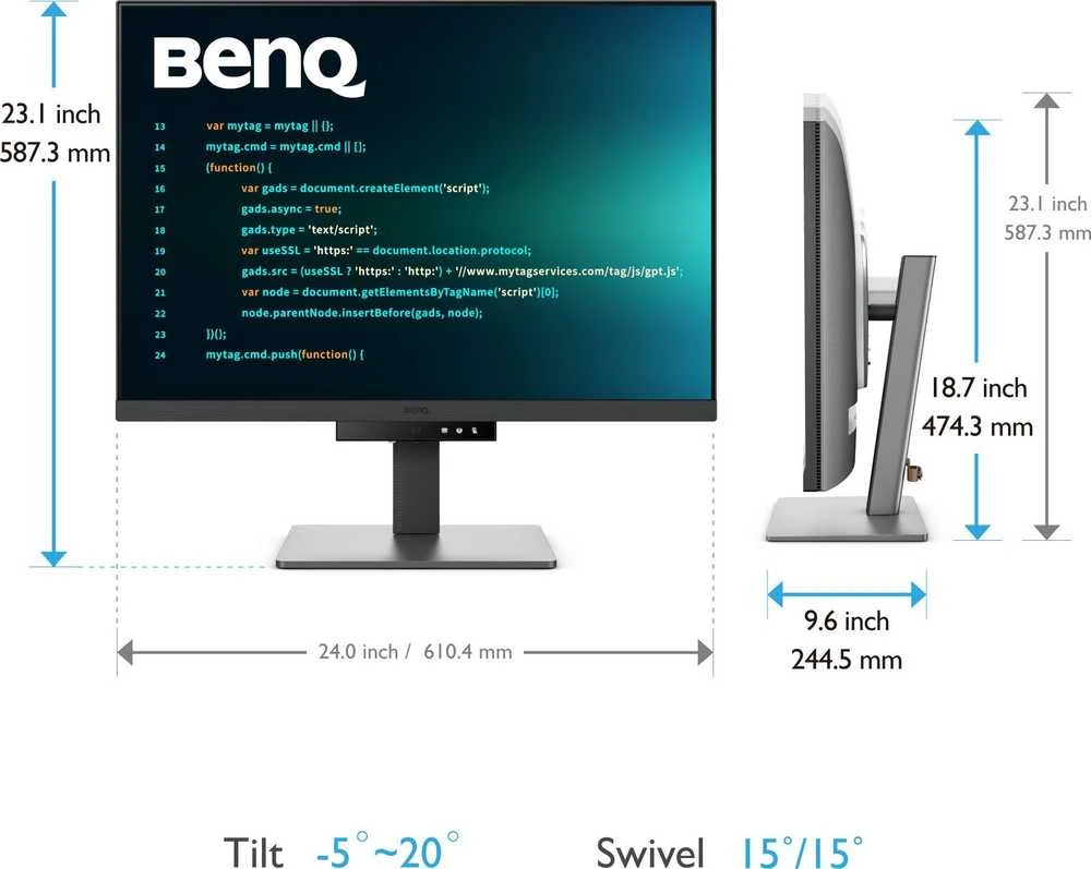 Monitorius BENQ RD280U 28,2 colio IPS 3840x2560 350cd/m2 5ms HDMI 2.0 DP USB tipas C PD90W HUB USB KVM Aukštis
