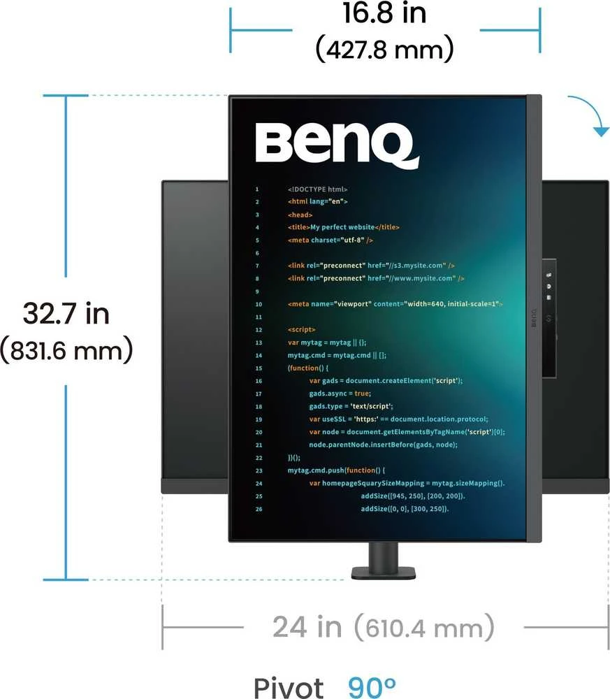 Monitorius BENQ RD280UA 28,2 colio IPS 3840x2560 350cd/m2 5ms HDMI 2.0 DP USB tipas C PD90W HUB USB KVM Pivot