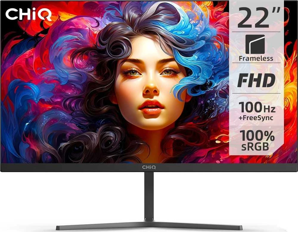 CHiQ 22 colių UltraSlim monitorius 22F650 FHD (1920x1080), 100 Hz, HDMI, VGA, Juodas