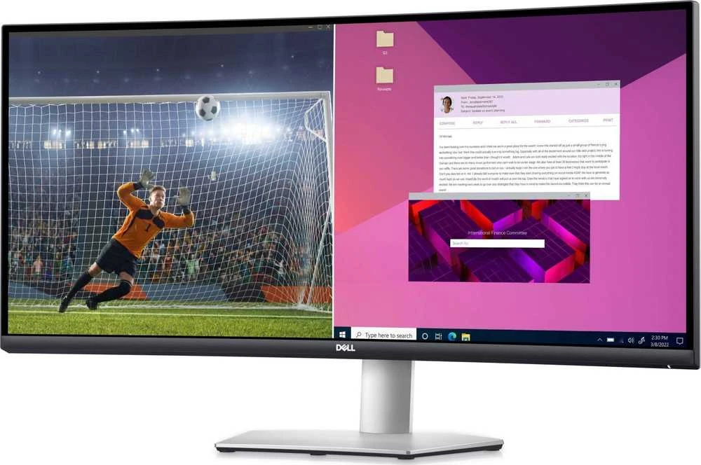 Monitorius Dell USB-C S3423DWC, 34Inch/Curved/ 3440 x 1440/ LED LCD/ VA/ 4ms/ 100Hz/300cd/m²,USB-C/ DP/ USB-A/HDMI, Audio Out, AMD FreeSync
