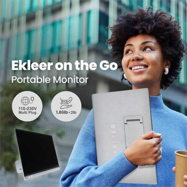 Monitorius Ekleer 16" Portable LCD Ekranas USB Type-C su Travel Pouch (EK16FCG)