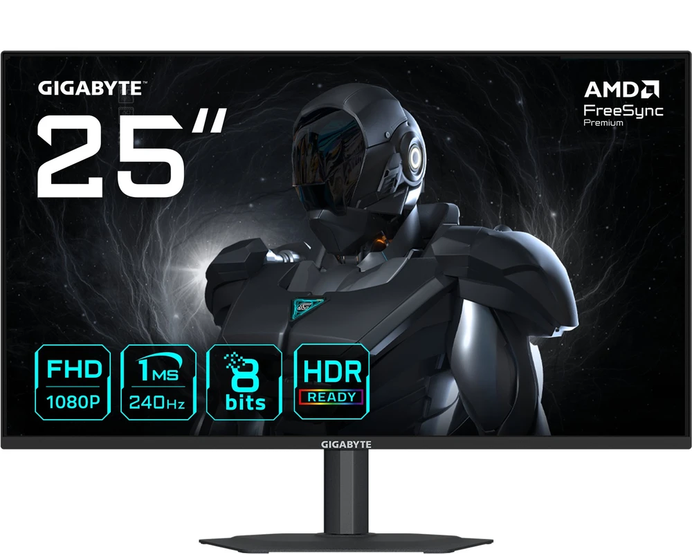 GIGABYTE G25F2A 25" FHD Gaming Monitorius - 1920 x 1080, 240Hz, 1ms, 300 cd/m², Ekranas HDR 10, HDMI 2.0, Displayport 1.4