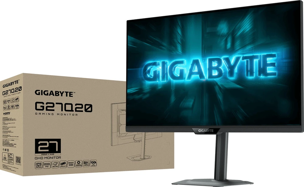Monitorius Gigabyte | G27Q20 EK | 27 " | SS IPS | QHD | 200 Hz | 0.5 ms | 2560 x 1440 pikselių | 350 cd/m² | HDMI jungtys quantity 2