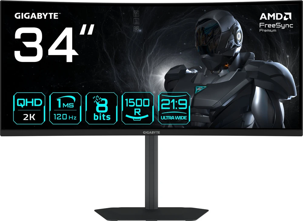 Monitorius Gigabyte | GS34WQC A | 34 " | SS VA | WQHD | 120 Hz | 1 ms | 3440 x 1440 pikselių | 300 cd/m² | HDMI jungtys quantity 1