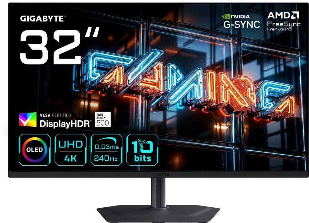 Gaming Monitorius GIGABYTE MO32U24 QD-OLED, 31.5-inch, Juodas, 4K UHD, 240Hz