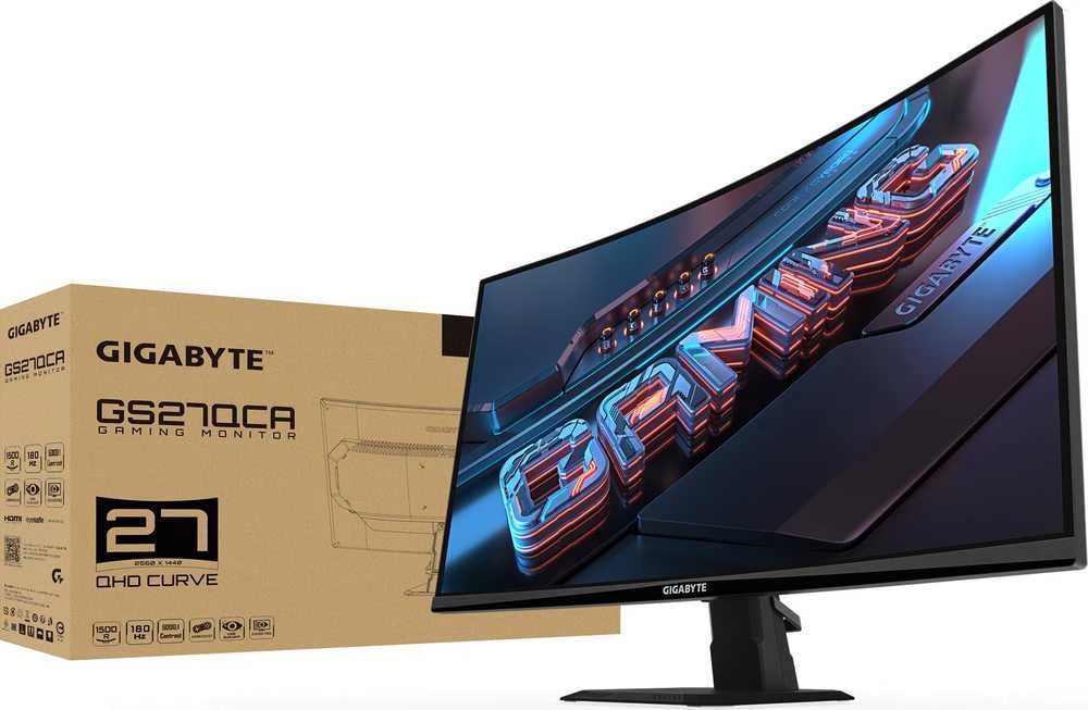 Monitorius Gigabyte | GS27QCA EK | 27 " | VA | 180 Hz | 1 ms | 2560 x 1440 pikselių | 250 cd/m² | HDMI jungtys quantity 2