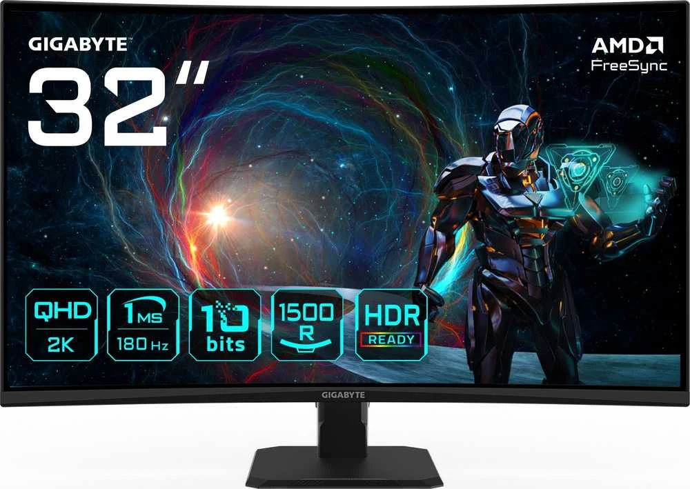 Monitorius Gigabyte | GS32QCA EK | 32 " | VA | 180 Hz | 1 ms | 2560 x 1440 pikselių | 250 cd/m² | HDMI jungtys quantity 2