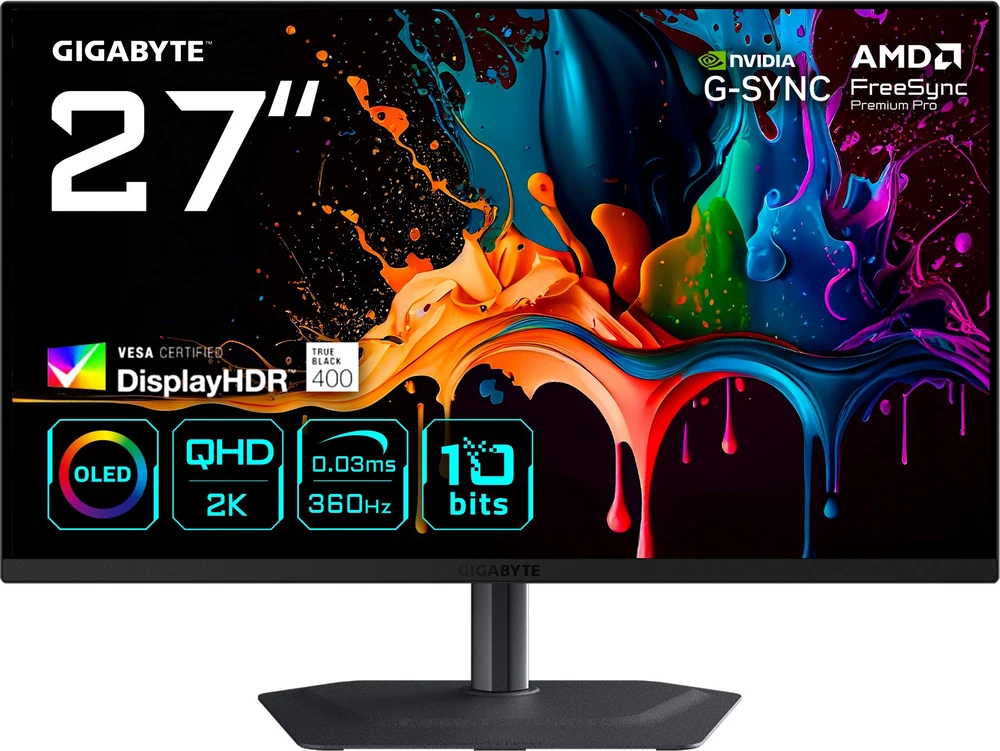 Monitorius Gigabyte | MO27Q3 EK | 27 " | QD-OLED | QHD | 360 Hz | 0.03 ms | 2560 x 1440 pikselių | 250 cd/m² | HDMI jungtys quantity 2
