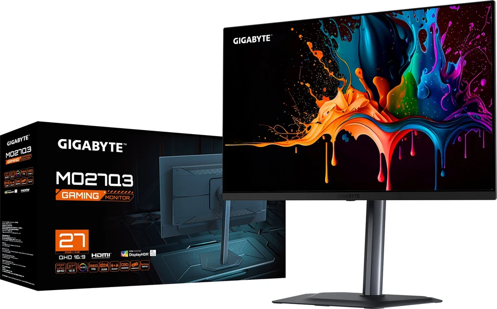 Monitorius Gigabyte | MO27Q3 EK | 27 " | QD-OLED | QHD | 360 Hz | 0.03 ms | 2560 x 1440 pikselių | 250 cd/m² | HDMI jungtys quantity 2