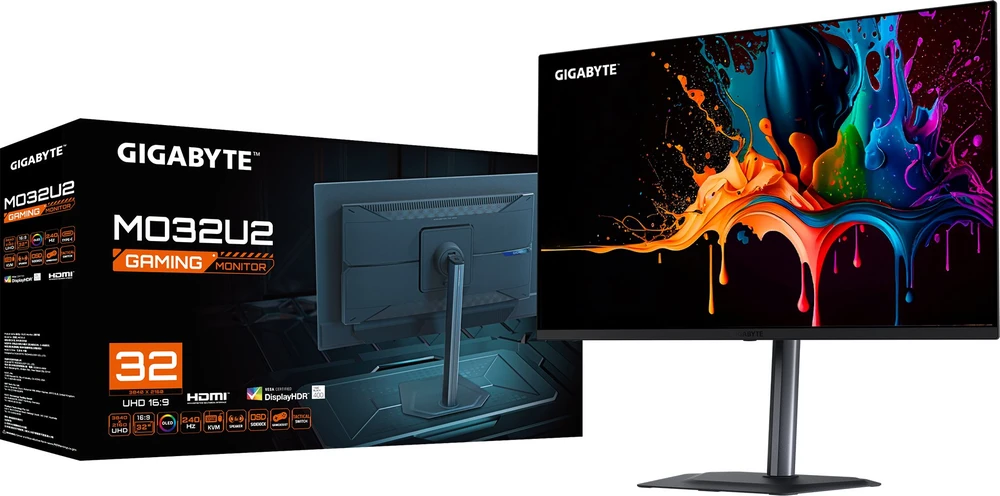 Monitorius Gigabyte | MO32U2 EK | 31.5 " | OLED | UHD | 240 Hz | 0.03 ms | 3840 x 2160 pikselių | 250 cd/m² | HDMI jungtys quantity 2