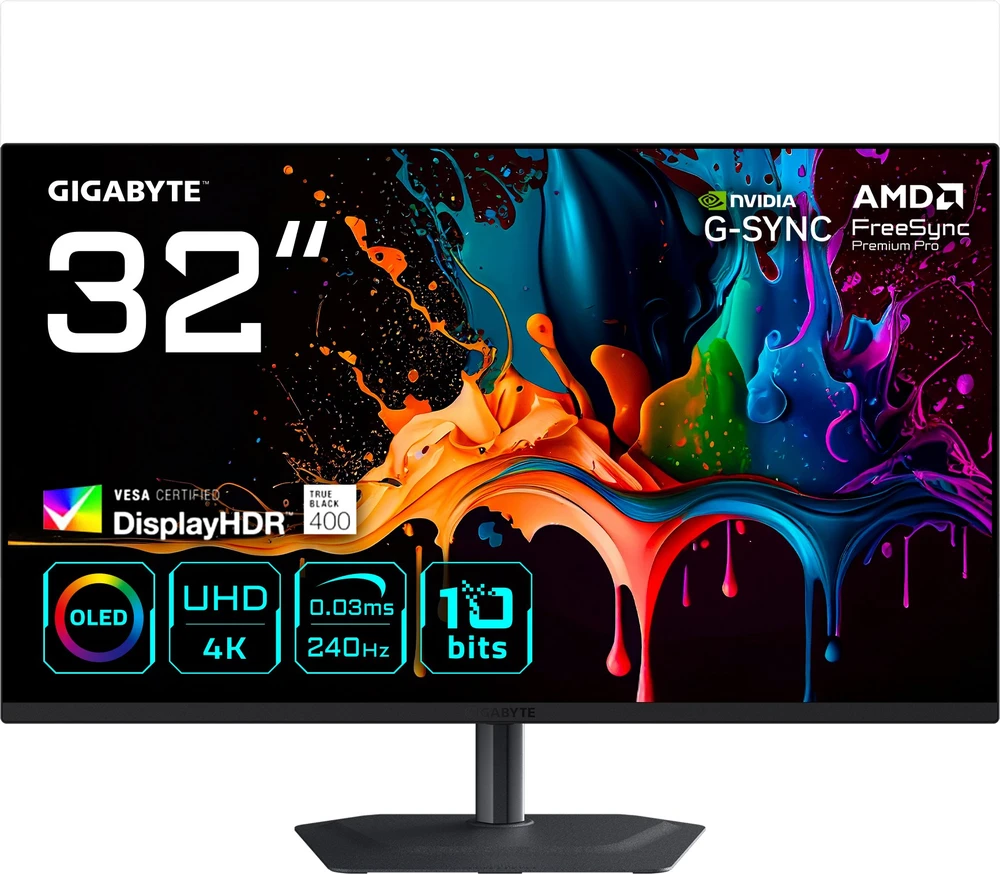 Monitorius Gigabyte | MO32U2 EK | 31.5 " | OLED | UHD | 240 Hz | 0.03 ms | 3840 x 2160 pikselių | 250 cd/m² | HDMI jungtys quantity 2