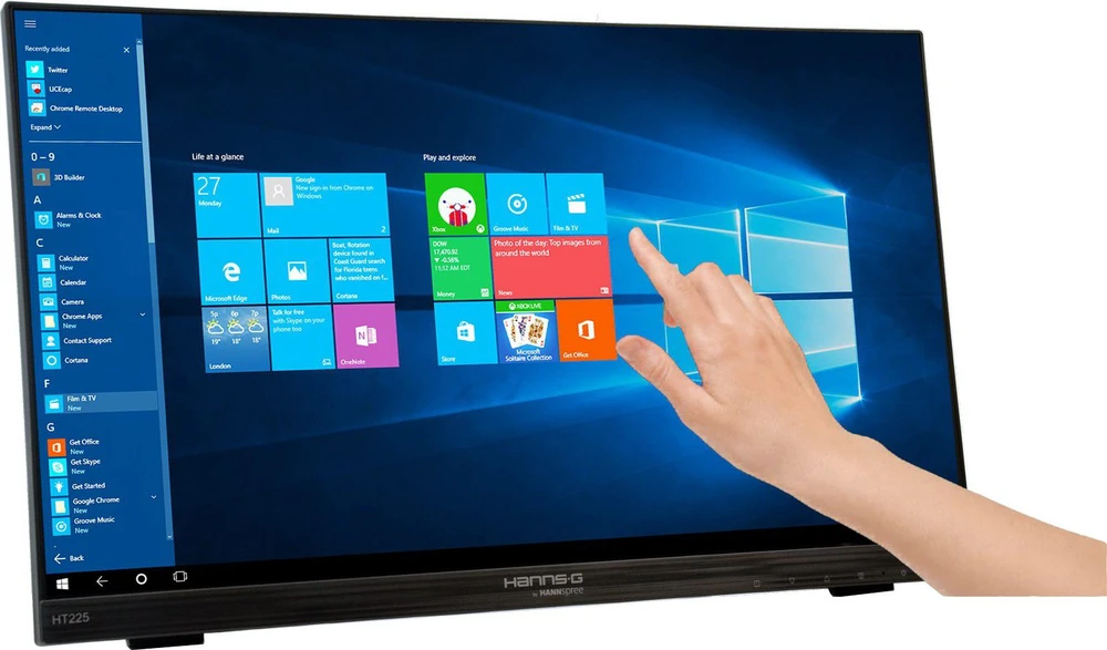 Monitorius Hannspree HT 225 HPB 54,6 cm (21.5") 1920 x 1080 pikseliai Juoda „Multi-touch“ Stalo paviršius