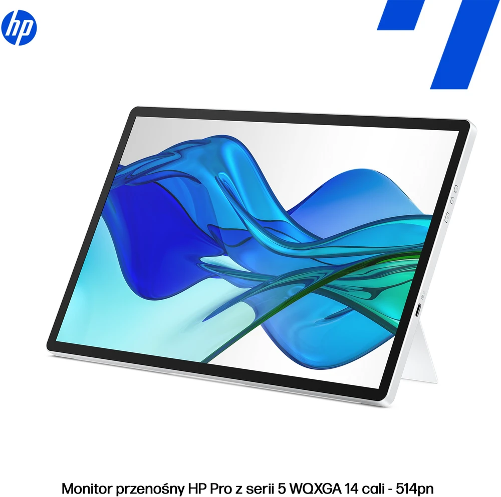 HP 514pn 5 serijos „Pro“ nešiojamasis monitorius – 14,36 colio, 2560 x 1600 WQXGA, 16:10, 75 Hz, 400 nitų AG, IPS, 2 USB-C, pakreipimo funkcija, 3 matmenys (pakeičia E14 G4)