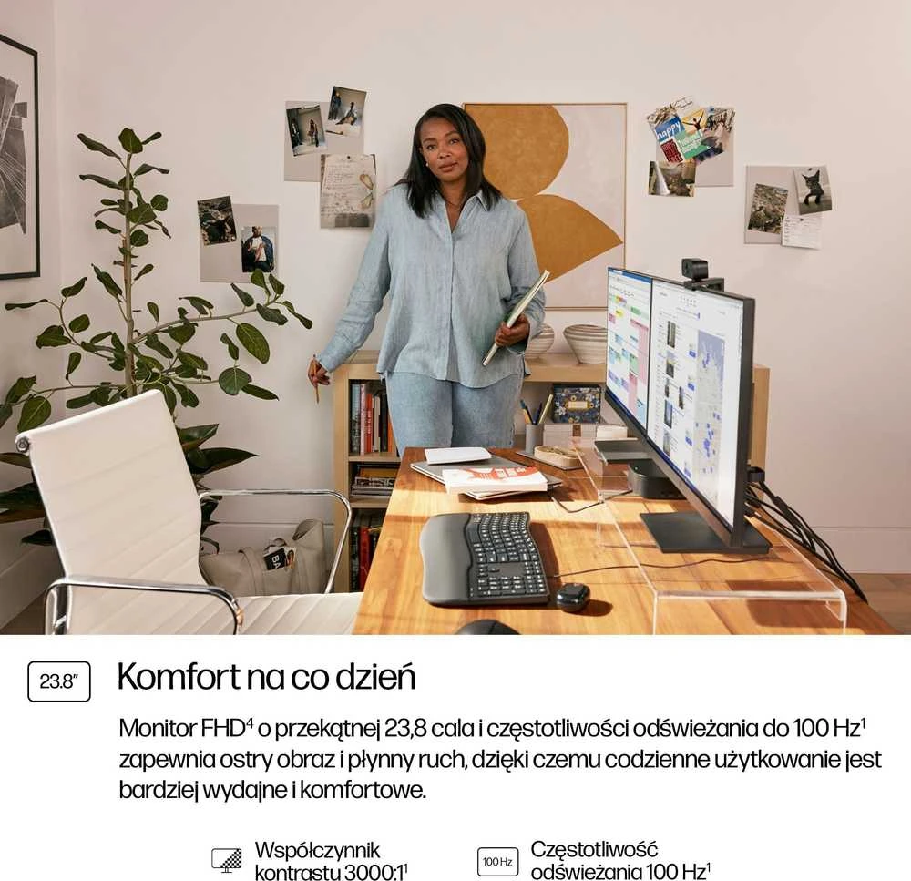 HP 324pv serijos 3 Pro FHD monitorius – 24 colių 1920x1080 FHD 250 nitų 100 Hz AG, VA, HDMI/VGA, pakreipimas, 3 metimai (pakeičia P24v)
