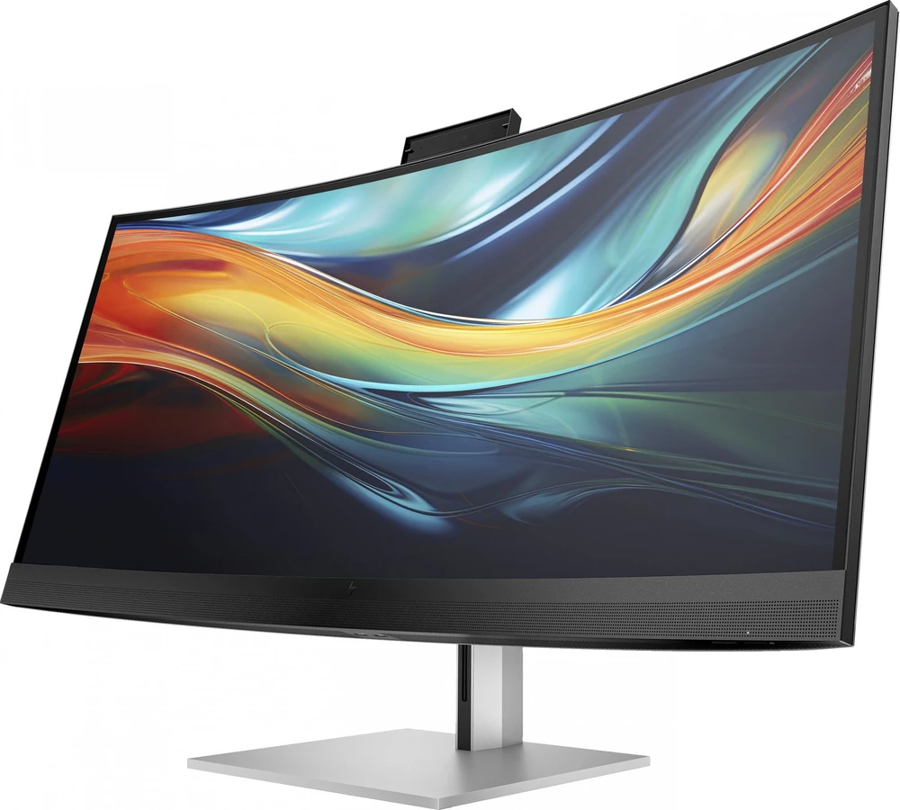 Hewlett Packard (HP) HP 740pm Series 7 Pro 5K Curved Conferencing Monitorius – 39,7 colio 5120 x 2160 WUHD 300 nitų 60 Hz AG, lenktas, IPS, 2 x USB-C (100 W)/HDMI/DisplayPort, 4 x USB-A, žiniatinklio kamera, R13-5 MP4 , reguliuojamo aukščio / pakreipimo / pasukimo, 3 metai (pakeičia Z40c G3)