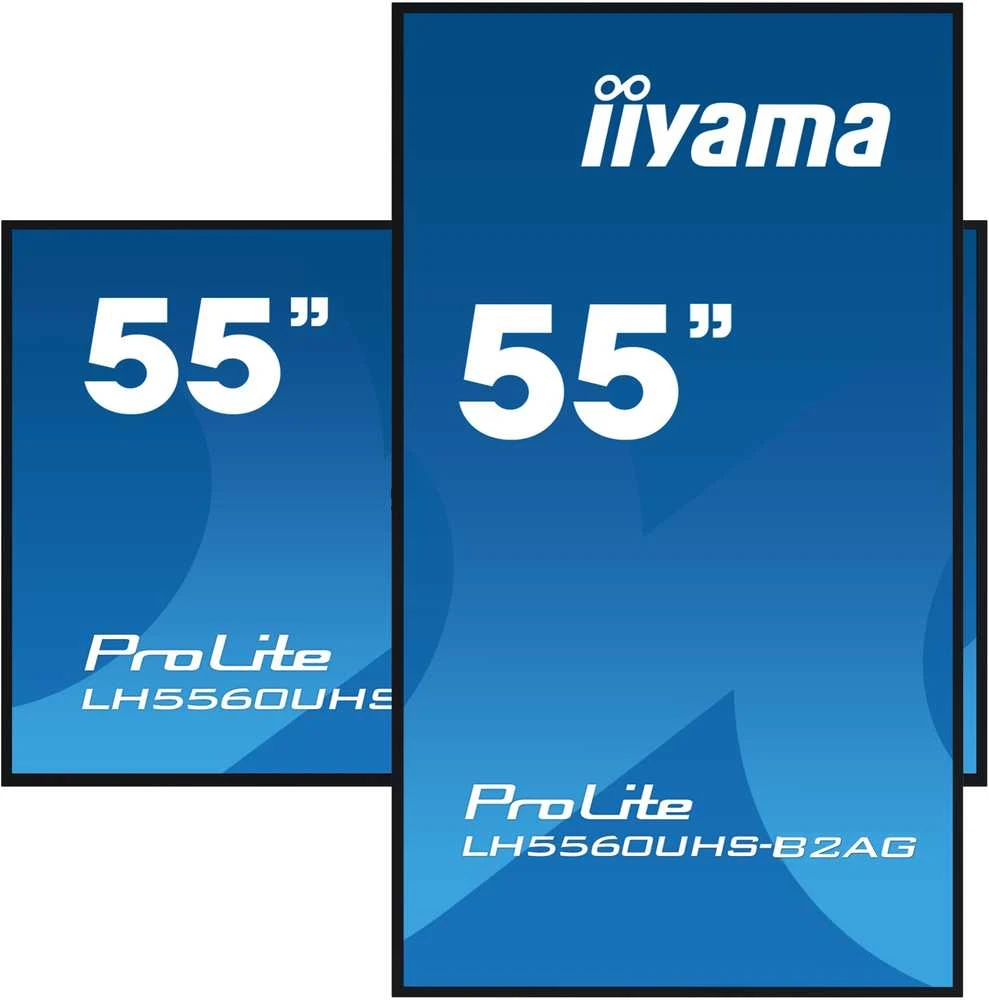 Monitorius „iiyama 55“ 3840 x 2160, UHD VA panelė, 25 % migla, 500 cd/m², kraštovaizdžio ir portreto režimas, 24/7