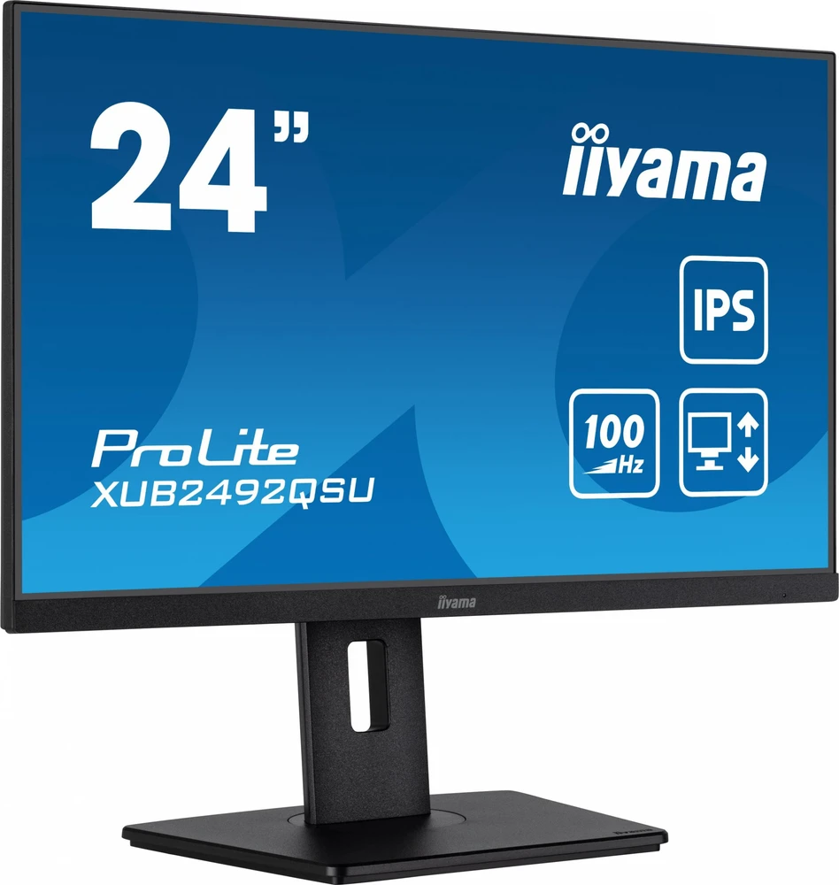 IIYAMA XUB2492QSU-B1 24 colių ETE IPS skydelis 2560x1440 100Hz QHD 05ms MPRT FreeSync 15cm Aukštis Adj. Stovas 300cd/m2 HDMI DisplayPort