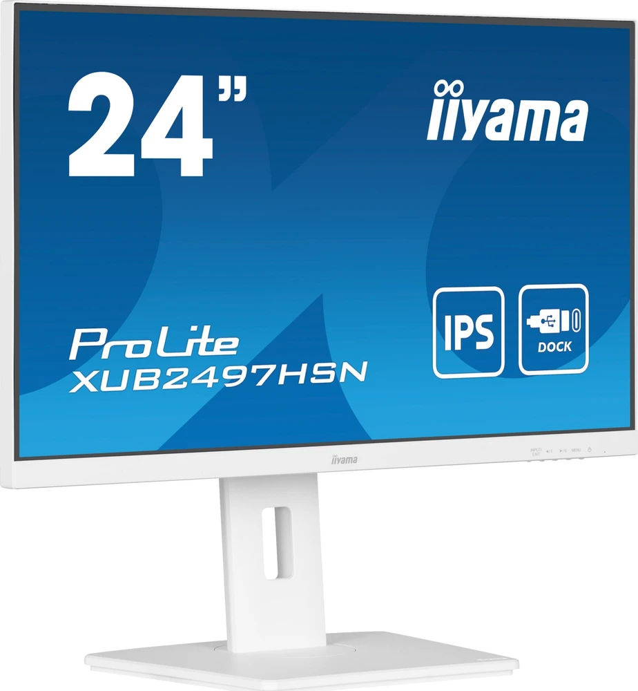 Monitorius IIYAMA XUB2497HSN-W2 24 colių IPS FHD 300cd/m2 1ms HDMI DP DP OUT 3xUSB 3.2 USB C 7.5W LAN Garsiakalbiai 15cm Aukštis Regul. Stovas Baltas (P)