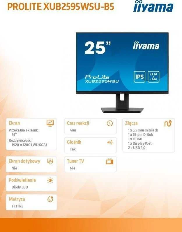Iiyama Monitorius ProLite XUB2595WSU-B5 XUB2595WSUB5 (XUB2595WSU-B5)