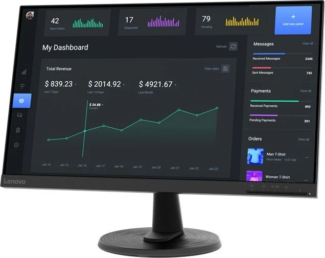 Monitorius Lenovo C24-40 60.5 cm (23.8") 1920 x 1080 pikselių Full HD LED