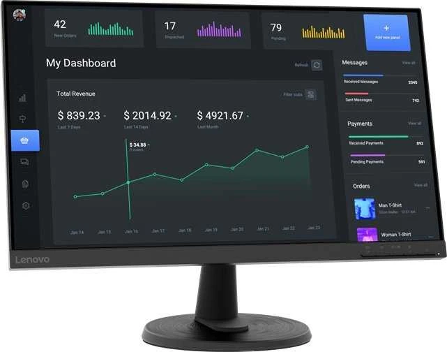 Monitorius Lenovo C24-40 60.5 cm (23.8") 1920 x 1080 pikselių Full HD LED