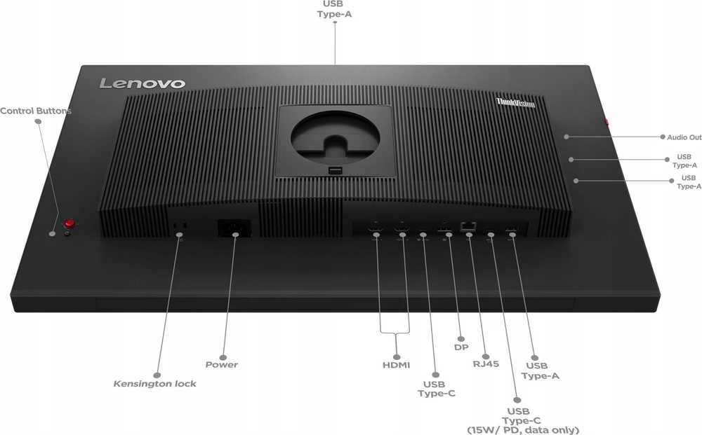 Monitorius LENOVO 27 colių UHD (3840X2160) / 3D / IPS ekranas / apsauga nuo akinimo 16:9 / HDMI / USB-C (100 W) / DP / RJ45 / 3 metų garantija