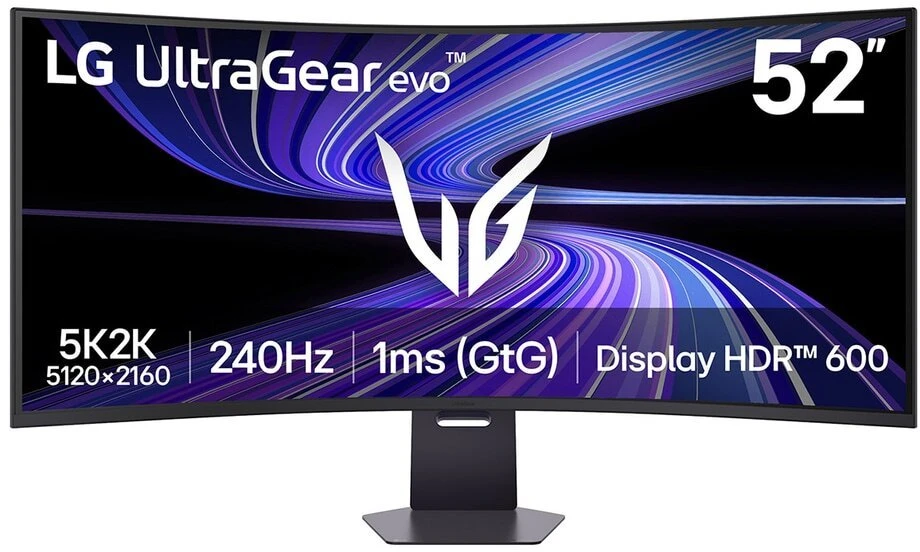 LG UltraGear evo G9 52G930B-B, 52 colių WUHD lenktas žaidimų monitorius, 240 Hz, VA panelė, „FreeSync Premium“